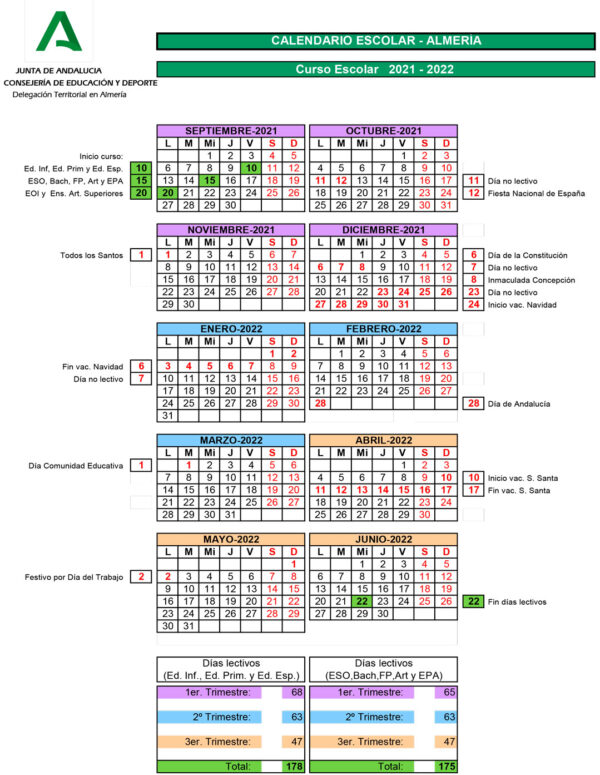 Calendario Curso Escolar 2022 2023 Andalucia IMAGESEE